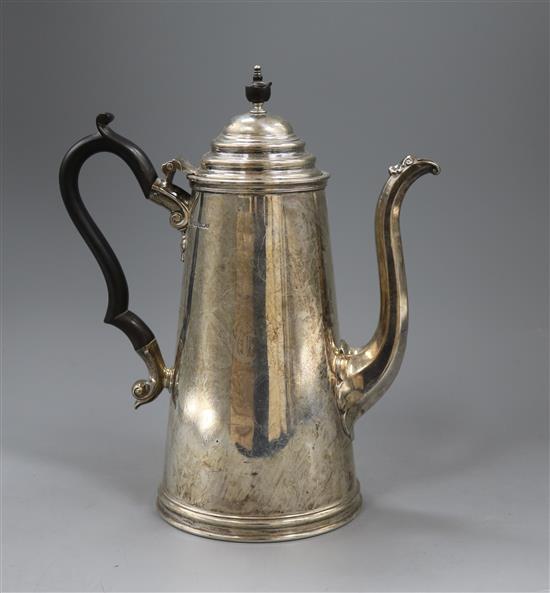 A George V silver coffee pot, James Dixon & Sons, Sheffield, 1912, gross 25.5 oz.